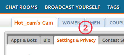 You will find Chaturbate Fan Club Settings within the Settings and Privacy tab.