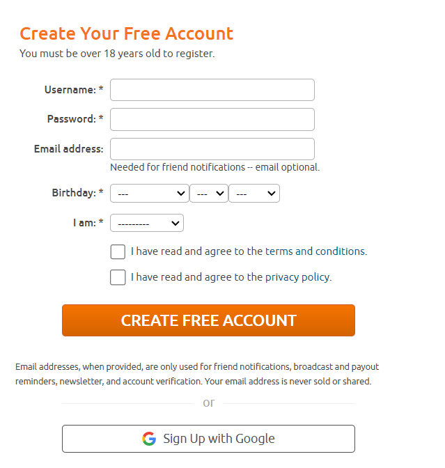 Create a Free Chaturbate Account 