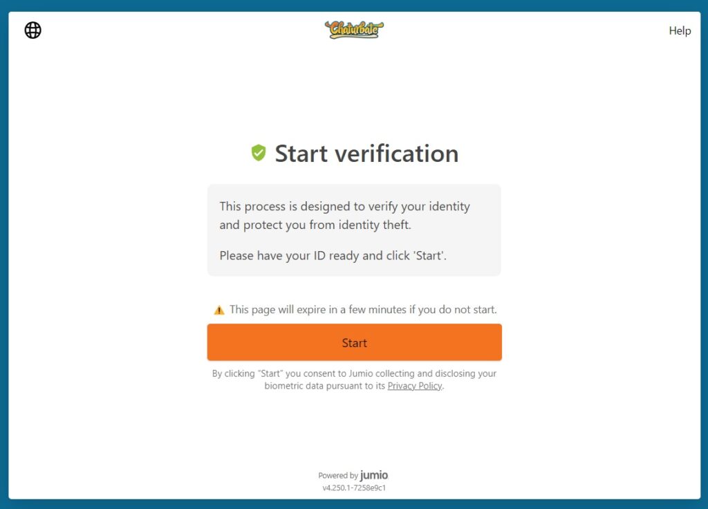 Start Chaturbate Verification Popup screenshot